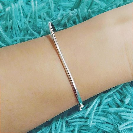 Bracelete De Prata Fino Meia Cana 2 mm