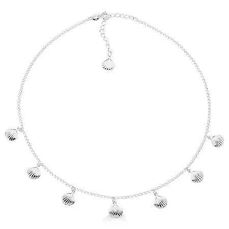 Choker De Prata Conchas Do Mar 40 cm + Extensor