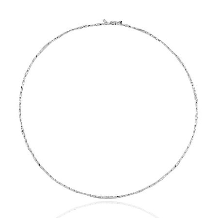 Choker De Prata Feminina Aro Rígida Torcida 38 cm