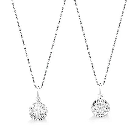 Colar De Prata Medalha São Bento 45 cm