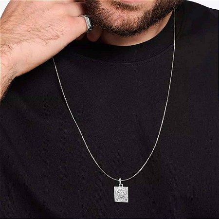 Colar Masculino De Prata Jesus Cristo 60 cm