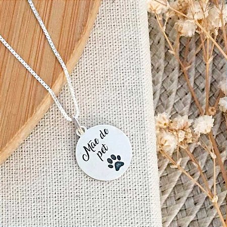 Colar De Prata Medalha Mãe De Pet