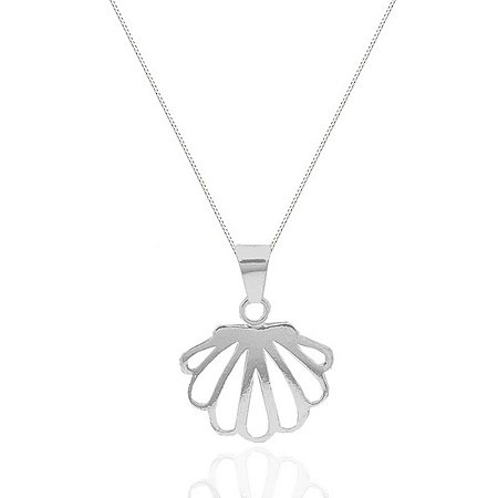 Colar De Prata Concha Do Mar Vazada 45 cm