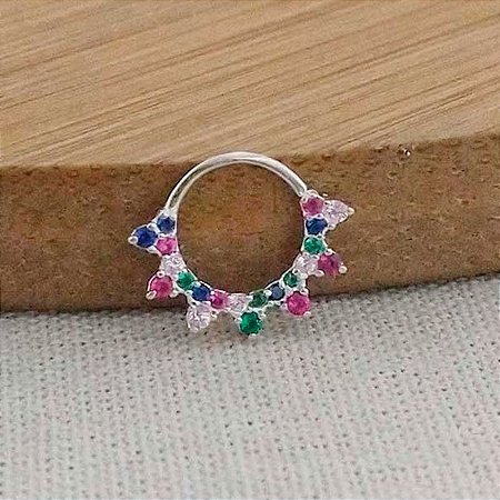 Piercing  Argola Frontal Zircônias Coloridas
