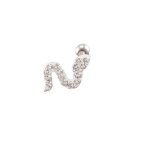Piercing Helix De Prata Cobra Cravejada De Zircônias