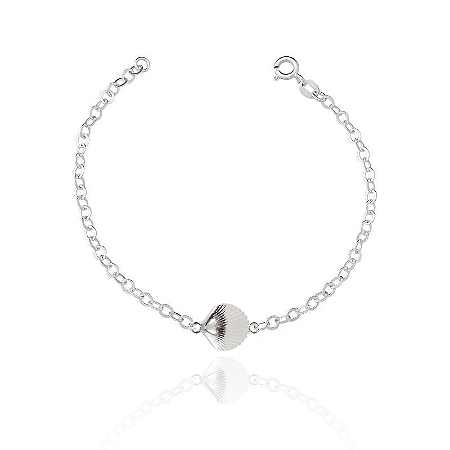 Pulseira De Prata Concha Do Mar 18 cm
