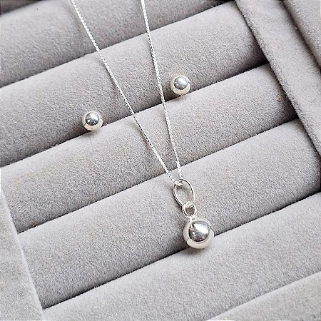 Conjunto Bola de Prata Corrente Veneziana 45 cm