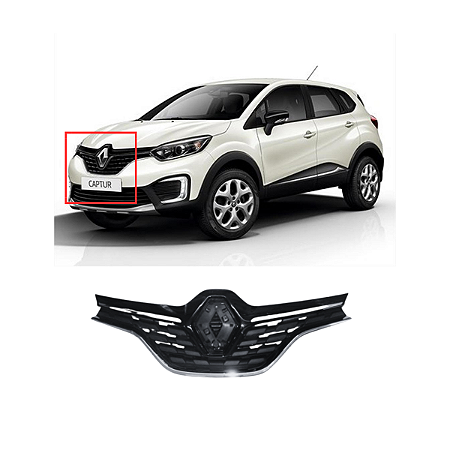 Grade Frontal  Captur Preto Com Friso Cromado 2017 Até 2020