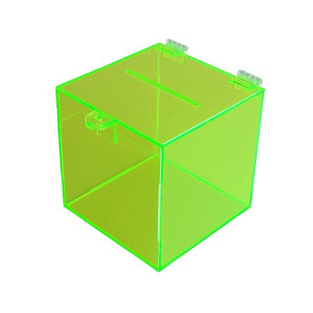 Urna de acrílico verde 15x15 com suporte para cadeado