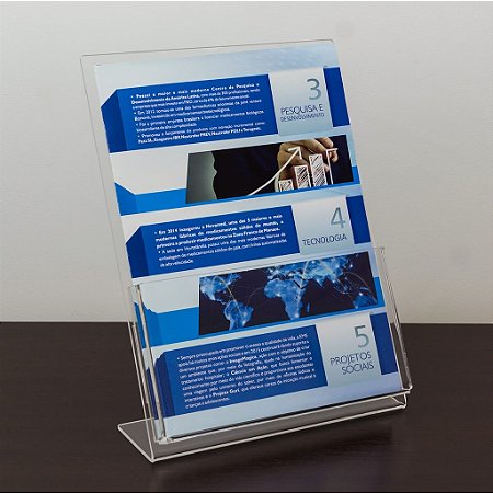 Porta folder A4 vertical Acrílico Transparente