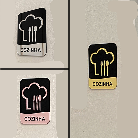 Placa de Identificação para Cozinha - Acrílico Preto
