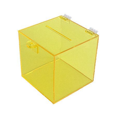 Urna de acrílico com cadeado 15x15 - Amarelo