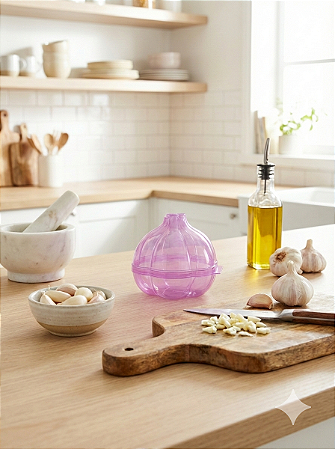 Porta Alho com Tampa Fixa Formato de Alho – Conserva Fresco por Mais Tempo