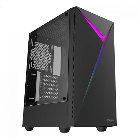 Gabinete Gamer Gamdias Argus E4  Mid Tower Vidro Temperado Black, Sem fonte, Sem Fan