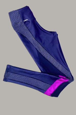 Calça Legging Fitness com Recortes Coloridos e Tule