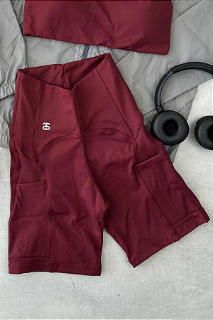Short Fitness Cós Alto com Bolso Lateral