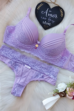 Conjunto Lingerie com Base Reforçada e com Calcinha Fio Rendada