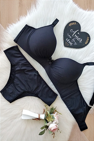 Conjunto Lingerie Plus Size com Base de Espuma em Microfibra e Calcinha Tradiconal