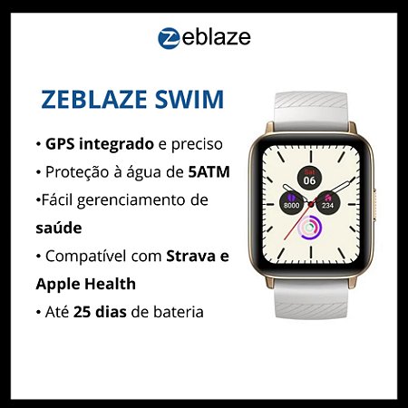 Zeblaze Swim Cor Gold- GPS integrado - A prova d' água até 5 ATM - Relógio inteligente