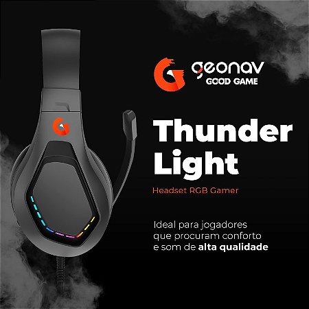 Headset Game Geonav - Good Game - Efeito RGB - Thunder Light - Zero latência