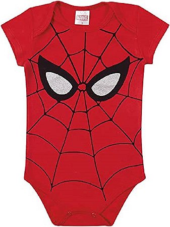 Camiseta Bebê Homem Aranha Manga Curta Marvel Vermelha