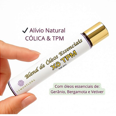 Blend Roll-On Aromaterapia 10ml | Alívio da Cólica e TPM | Vetiver, Gerânio & Bergamota | Lemonflora