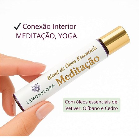 Blend Roll-On Aromaterapia 10ml | Meditação Yoga I Aterramento & Conexão | Vetiver, Cedro & Olíbano | Lemonflora