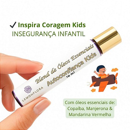 Blend Roll-On Aromaterapia Infantil Autoconfiança Kids 10ml | Coragem & Alegria | Copaíba, Manjerona & Mandarina Vermelha