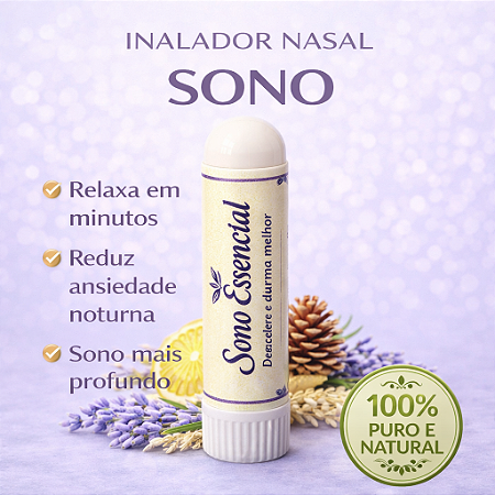 Inalador Nasal Sono Calmante Natural para Dormir Melhor | Aromaterapia Relaxamento Noturno | Lavanda Laranja Doce Cedro