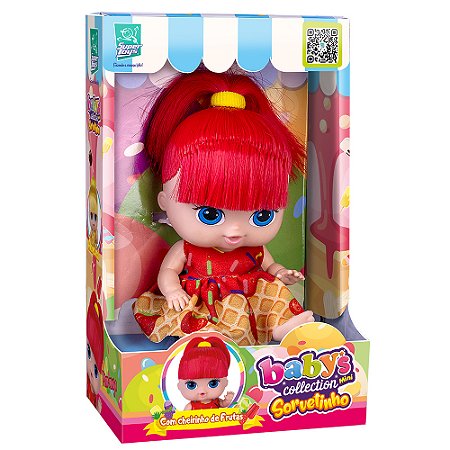 Boneca Babys Collection Mini Sorvetinho Morango