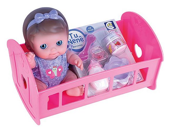 Boneca No Bercinho Com Acessórios Tu Nenê