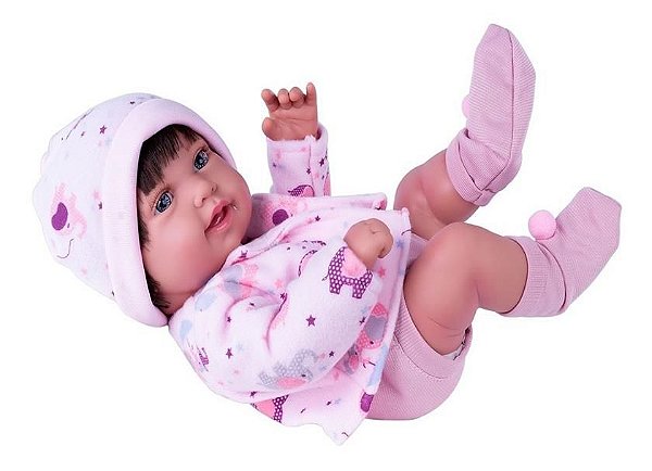 Boneca Bebê Reborn Anny Doll Baby com Macacão - Cotiplás