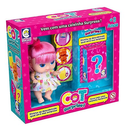 Boneca Cot Surprise Cabelo Rosa Cotiplás