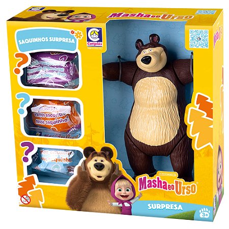 Brinquedo Urso Com Surpresinhas Da Masha e Urso
