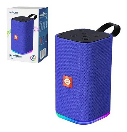 Caixa de Som s/ Fio Com Led RGB Bluetooth/Usb/SD Cor Azul