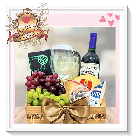 Cesta Queijo e Vinho