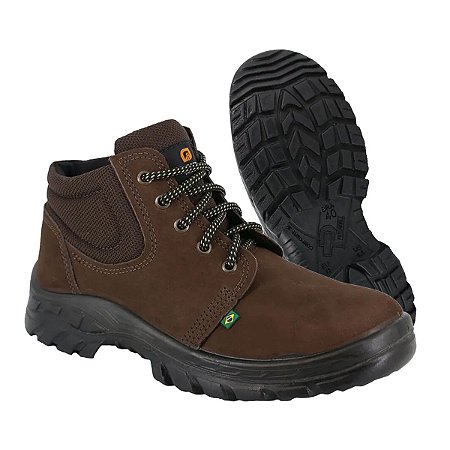 Bota Botina Segurança Nobuck Bico Pvc Café Marrom Ecosafety