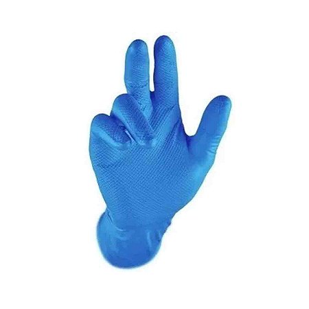 50 Luva Segurança Super Glove Nitrilica Azul Limpeza Cozinha