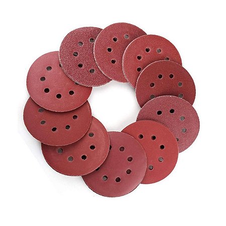 Kit 100 Discos De Lixa Velcro 5" 125mm Alto Colantes Grãos Variados
