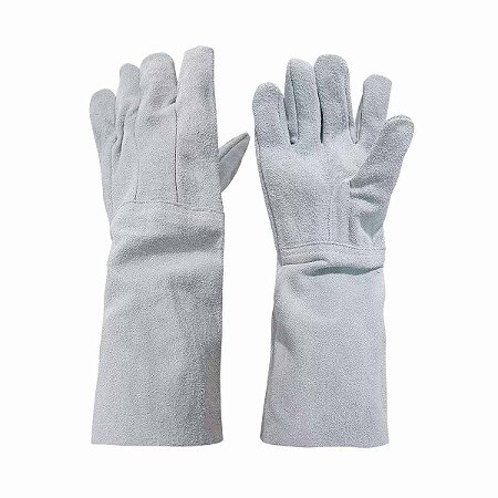 Kit 10 Luva De Raspa Couro Cano Longo Punho 20 Cm Soldador