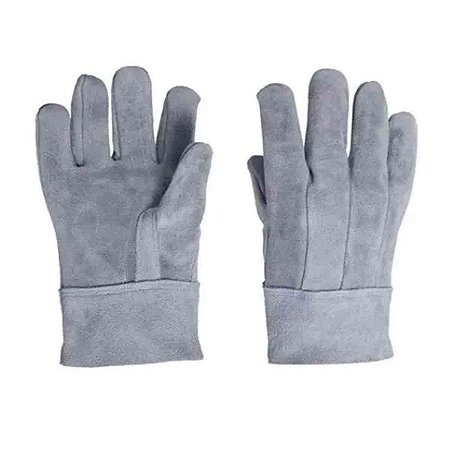Kit 10 Luva De Segurança Raspa Couro Punho 7 Cm