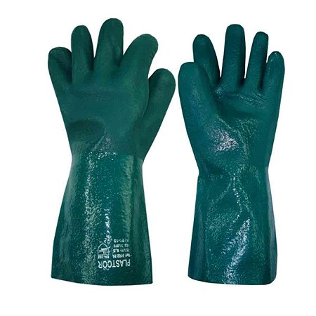 Kit 10 Luva Pvc Forrado Cano Longo Palma Aspera 35 Cm