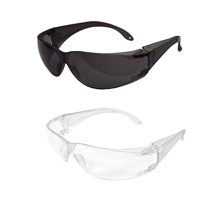 Kit 100 Oculos De Segurança Epi Proteção Oval Incolor E Fumê