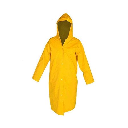 Capa De Chuva Pvc Amarelo Forrado Tamanho G