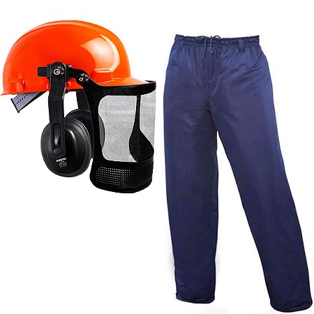 Kit Operador Motosserra Roçador Capacete Eco Florestal Calça