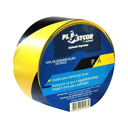 FITA DE DEMARCACAO PRETO/AMAR. 48MMX30MTS PLASTCOR