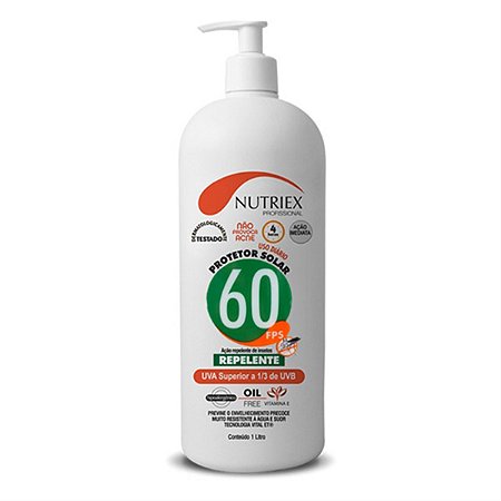PROTETOR SOLAR FPS 60 1/3 UVA COM REPELENTE 1L NUTRIEX