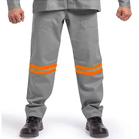 Calça Eletricista NR10 Risco 2 Anti Chama C/ Faixa Refletiva