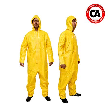 Macacão De Chuva Pvc Forrado Impermeável Amarelo Brascamp