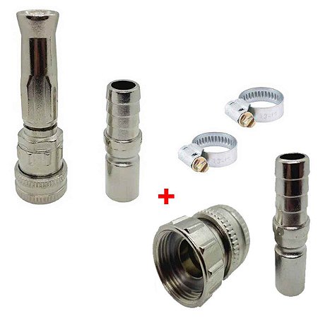 Kit Esguicho Engate Rapido Metal Para Mangueira De Jardim De 1/2